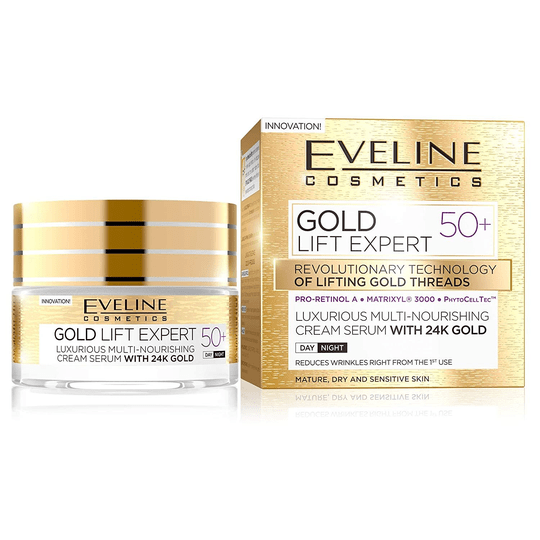 50 + Eveline Cosmetics Gold 24Karat Gold Lift Expert Cream Day & Night 50ml - TrustMedUSA