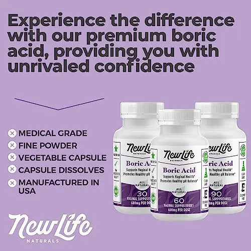 NewLife Naturals Boric Acid Suppositories for Women - 600mg NewLife Naturals Au supplements
