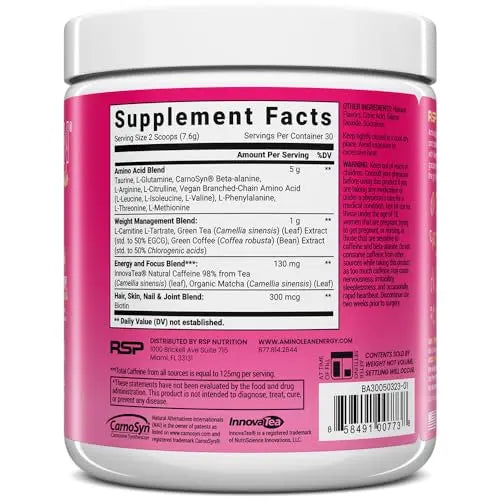 RSP NUTRITION AminoLean Pre Workout x Alix Earle Berry Alixir, Clean Energy with No Jitters RSP NUTRITION Au supplements