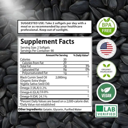 Organic Black Seed Oil Capsules - 3 Month Supply - 180 Count (2000mg Per Serving) Mother Nature Organics Superfoods for Organic Living Au supplements