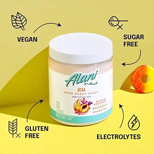 Alani Nu Island Crush Pre Workout and BCAA Sour Peach Rings Post Workout Powder Alani Nu Au supplements