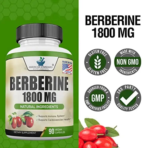 Berberine 1800mg Per Serving, Berberine Supplement, Berberine HCL, Berberine Pills American Standard Supplements Au supplements