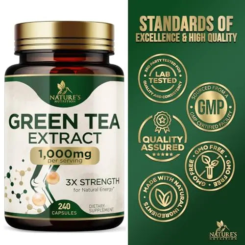 Nature's Green Tea Extract Pills 98% Standardized EGCG 1000mg - 3X Strength for Natural Nature's Nutrition Au supplements