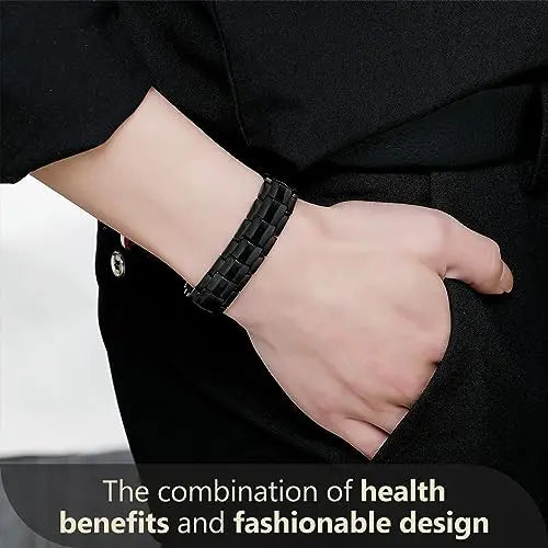 Feraco Mens Magnetic Bracelet Titanium Steel Magnetic Bracelet with Double Row 4 Elements Feraco Au supplements
