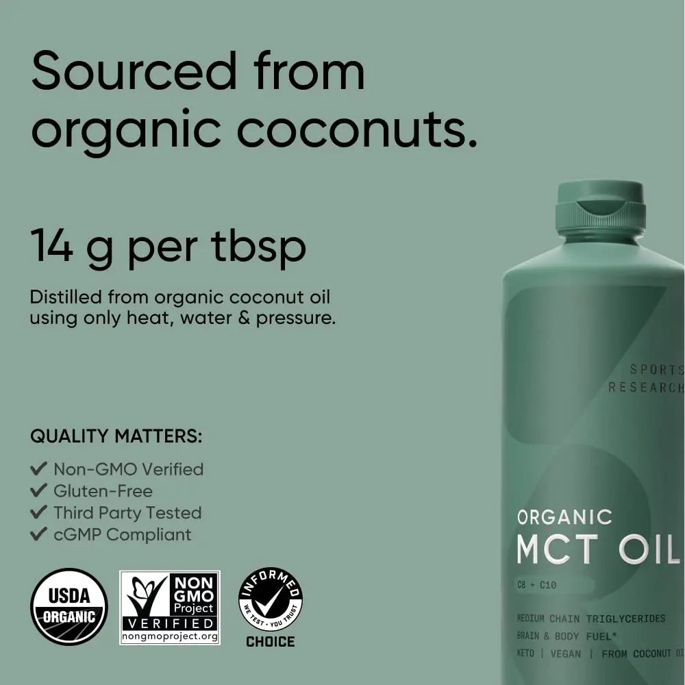 Sports Research Keto MCT Oil from Organic Coconuts - Fatty Acid Fuel for Body Sports Research Au supplements