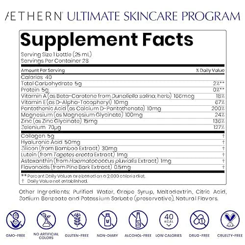 Collagen Drink + Hyaluronic Acid. Liquid Skincare Supplement. 12 High-Grade Natural Ingredients AETHERN Au supplements