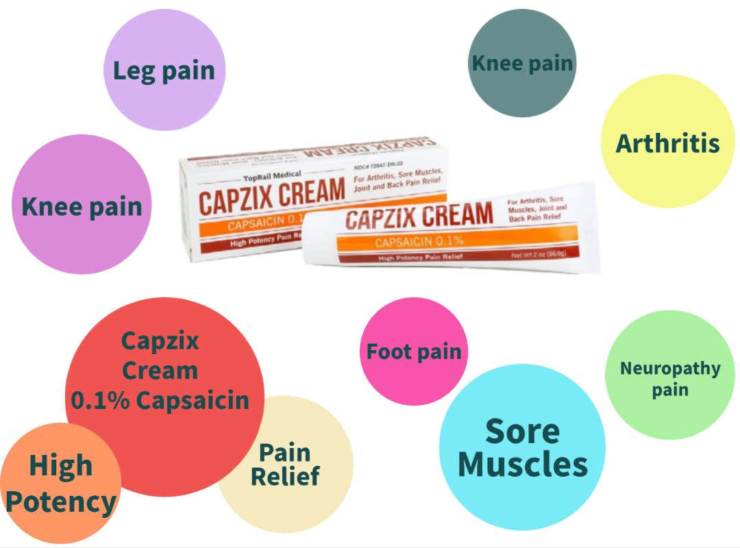 Capzix Cream for Pain Relief 2 OZ Capsaicin .1% High Potency/ Maximum Strength CAPZIX CREAM Au supplements