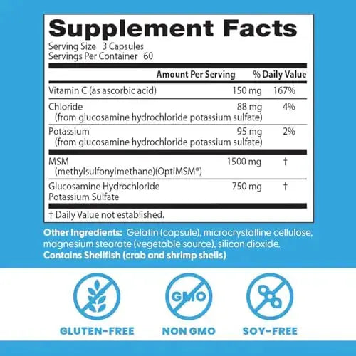 Doctors Best Synergistic Glucosamine MSM Formula, Joint Support, Non-GMO, Gluten Free, Soy Free 180 Capsules Doctor's BEST Au supplements