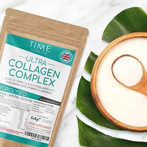 Ultra Collagen Complex - 126g Powder - Hydrolysed - Types I, II, III, V & X Collagen Time Health Au supplements