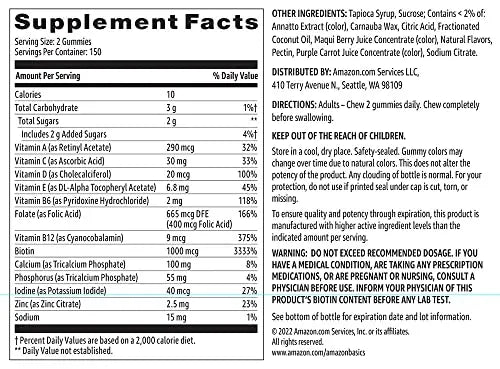 Amazon Basics Women's Multivitamin, Mixed Berry Flavor, Vegetarian & Gluten-Free, 300 Gummies Amazon Basics Au supplements