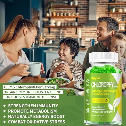 Organic Chlorophyll Gummies with Ashwagandha, Black Seed Oil, Apple Cider Vinegar Sijigood Au supplements