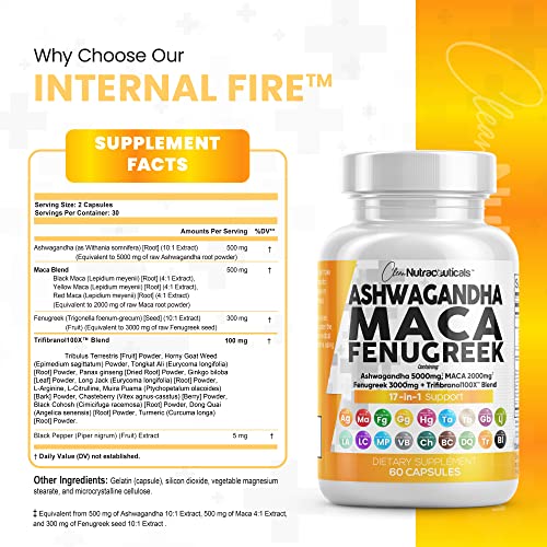 Ashwagandha 5000mg Maca Root 2000mg Fenugreek 3000mg Suppleme Clean Nutraceuticals Au supplements