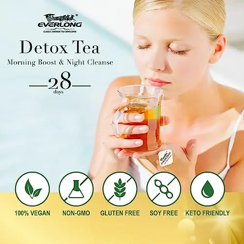 EVERLONG Detox Tea 28 Day Morning Boost Tea and Night Cleanse Tea, Burn Fat and Boost EVERLONG Au supplements