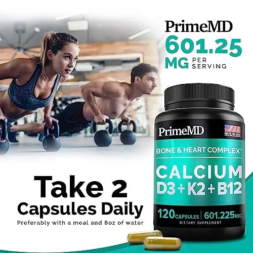 Calcium 600mg, Vitamin D3 K2 B12 Supplement - For Heart, Bone & Immune Support PrimeMD Au supplements