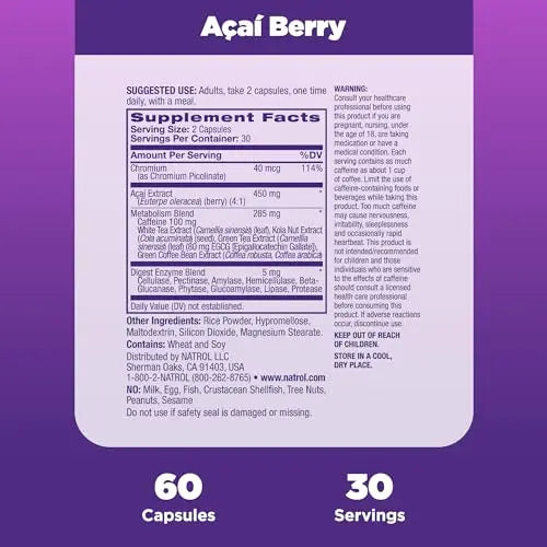 Natrol Acai Berry Diet, 60 Capsules Natrol Au supplements