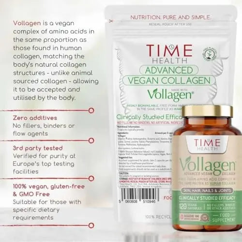 Vollagen® Advanced Vegan Collagen - 18 Amino Acid Complex in Ratio of Collagen Time Health Au supplements