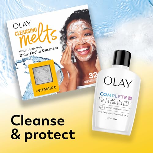 Olay Complete+ Face Moisturizer with Sunscreen SPF 40, For Sensitive Skin, Broad Spectrum Sun Protection, Fragrence-Free