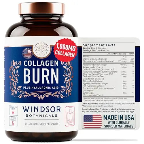 Thermogenic Multi Collagen Burn Capsules - Hydrolyzed Multi Collagen Complex Types WINDSOR BOTANICALS Au supplements