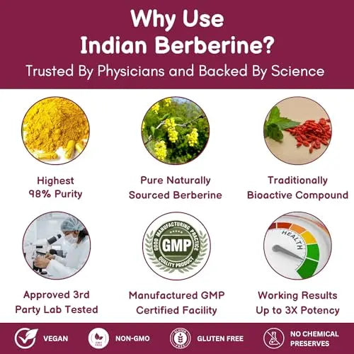 SHRISHA HERBAL Indian Berberine 1500mg - Berberine HCl 500mg Per Capsule - Support SHRISHA HERBAL Au supplements