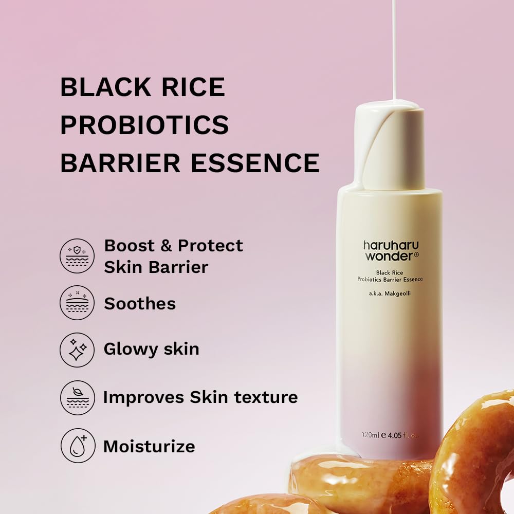haruharu Wonder Black Rice Probiotics Barrier Essence, Skin Flooding & Layering, Strengthens Skin Barrier