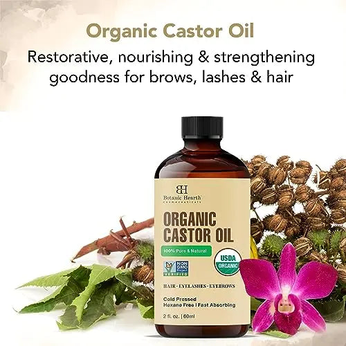 Botanic Hearth Castor Oil | USDA Certified Organic |100% Pure & Hexane Free | Cold Pressed | Growth Botanic Hearth Au supplements