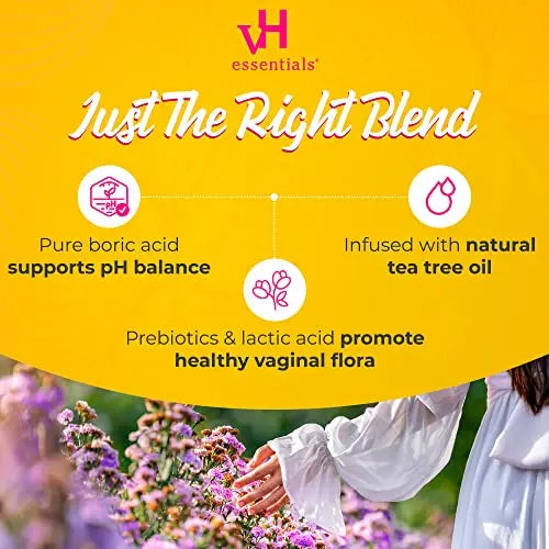 vH essentials Boric Acid + Tea Tree Vaginal Suppositories - Prebiotics Formula with Lactic Acid vH essentials Au supplements