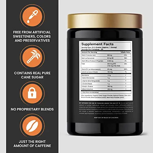 Pure Cane Natural Pre Workout Powder for Men & Women - No Artificial Sweeteners Pure Cane Supplements, Inc. Au supplements