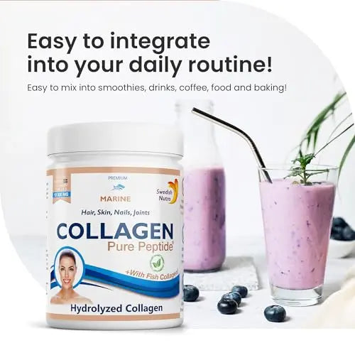 Swedish Nutra Powder Marine Collagen - Pack of 300g, 30 Day Supply | Minimize Fine Lines, Wrinkles & Improve Skin Elasticity | High Absorption Rate Swedish Nutra Au supplements