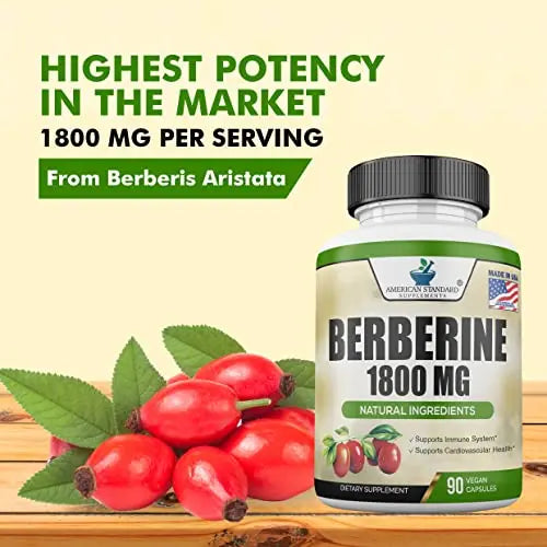 Berberine 1800mg Per Serving, Berberine Supplement, Berberine HCL, Berberine Pills American Standard Supplements Au supplements