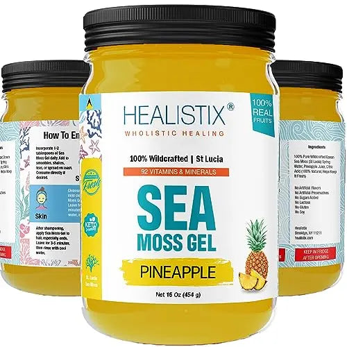Healistix Pineapple Irish Sea Moss Gel 16 Oz - St Lucia Wildcrafted Seamoss Gel, Packed HX HEALISTIX Au supplements