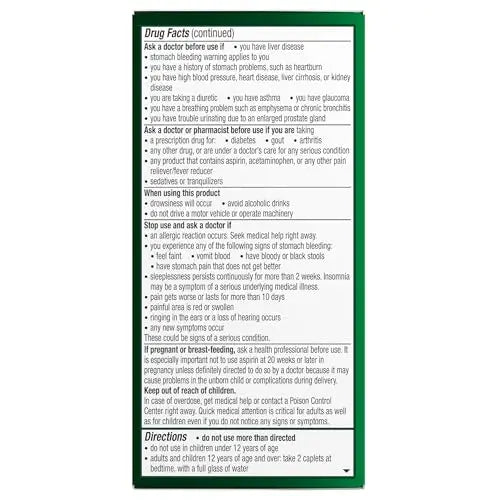 Excedrin PM for Headache Relief, Acetaminophen 250mg, Aspirin 250mg, Diphenhydramine Citrate 38mg, Pain Reliever, Nighttime Sleep-Aid, 100 Count Excedrin Au supplements