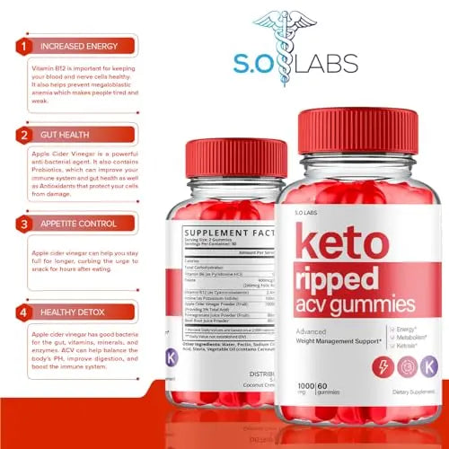 (2 Pack) Keto Ripped ACV Gummies Advanced Weight Loss, Keto Ripped Keto + ACV Gumm S.O Labs Au supplements