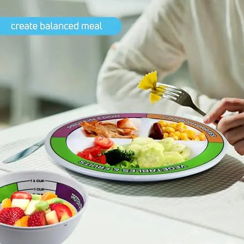 Portion Control Bariatric Plates and Bowls Set of 2 (4pcs Total) - Self-Measuring Plates HeroFiber Au supplements
