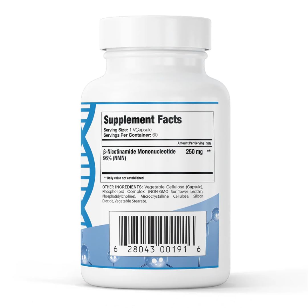 GenuinePurity - 250mg Liposomal NMN Supplement - 60 Vegan Capsules to Support NAD+ Production, Cellular Energy & Healthy Aging - Nicotinamide Mononucleotide for Metabolic Wellness & Immune Support GenuinePurity Au supplements