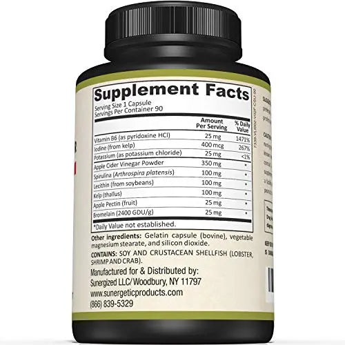 Sunergetic Premium Apple Cider Vinegar Capsules – Includes Apple Pectin, Spirulina Sunergetic Au supplements