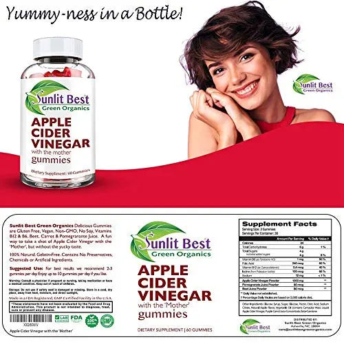 Apple Cider Vinegar Gummies Vitamins with The Mother, Delicious Immunity, Gluten Free Sunlit Best Green Organics Au supplements