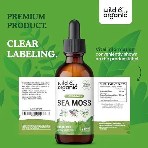 Sea Moss - Organic Sea Moss Liquid Drops - Irish Sea Moss Supplement - Seamoss Wild & Organic Au supplements