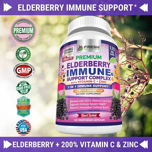 FRESH HEALTHCARE Elderberry Capsules - High Potency Black Elderberry with Zinc FRESH HEALTHCARE Au supplements