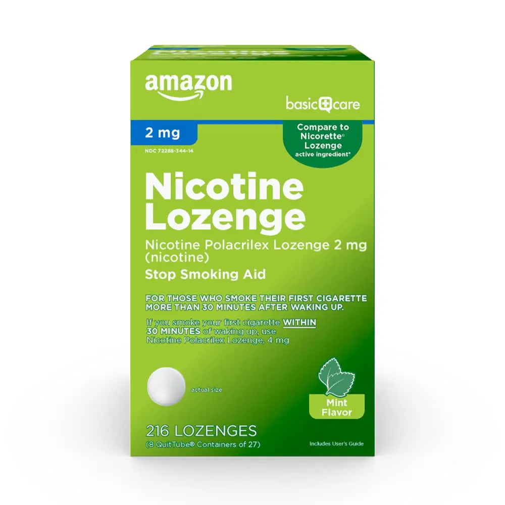 Amazon Basic Care Nicotine Polacrilex Lozenge, 2 mg (Nicotine), Mint Flavor Amazon Basic Care Au supplements
