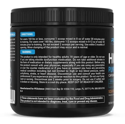 PEScience High Volume Nitric Oxide Booster Pump Pre Workout Powder, Sour Peach Candy PEScience Au supplements