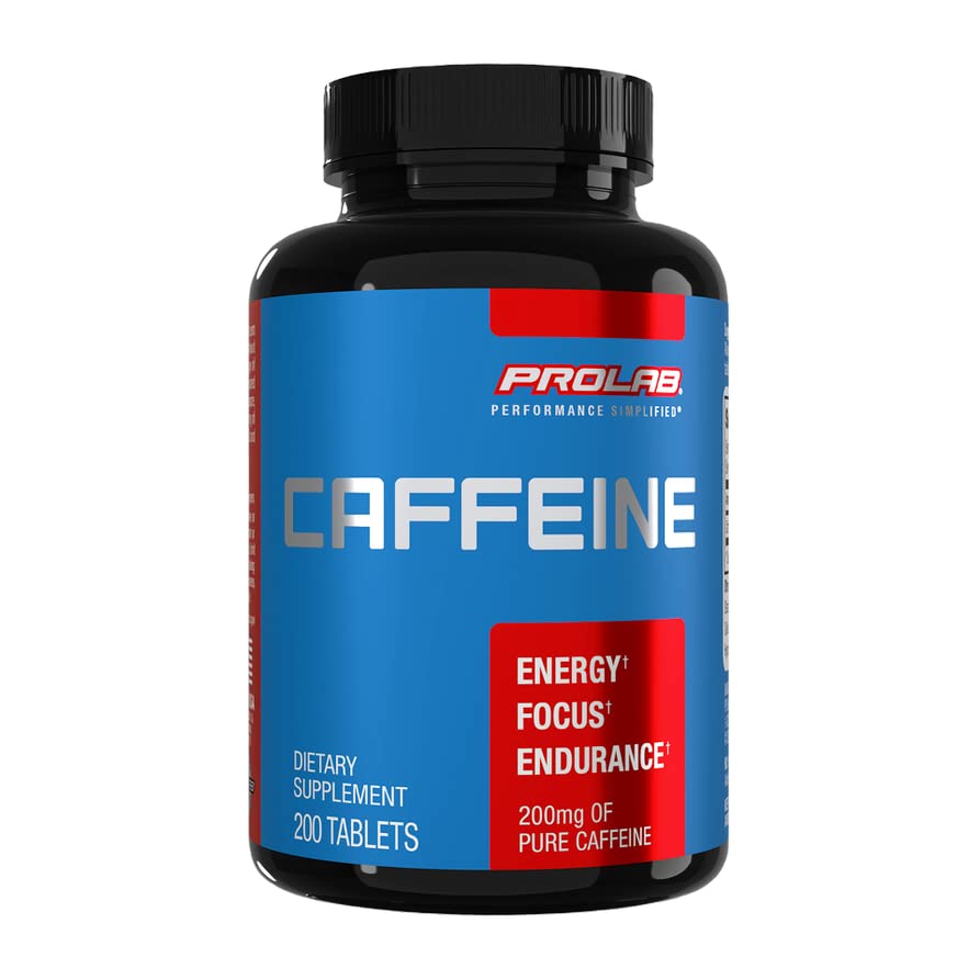 ProLab Caffeine Tablets 200mg - 200ct | Energy Support, Helps Enhance Endurance & Mental Focus, Reduce Fatigue, Pre-Workout, Extra Strength ProLab Au supplements