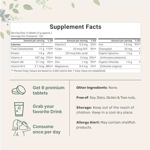 Organic Chlorella Spirulina Tablets, 3000mg Per Serving, 720 Counts, 4 Months Supply Micro Ingredients Au supplements