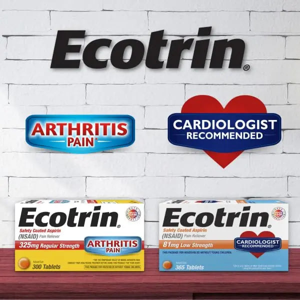 Ecotrin Regular Strength Safety Coated Aspirin | Arthritis Pain | 300 Tablets (2 Pack) Ecotrin Au supplements
