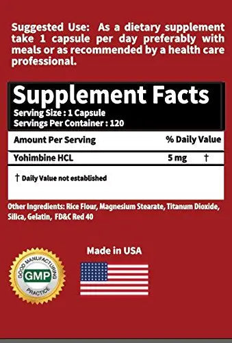 RaeSun Botanics Yohimbine HCL Bark Extract Extra Strength Supplement 5mg x 120ct RaeSun Botanics Au supplements