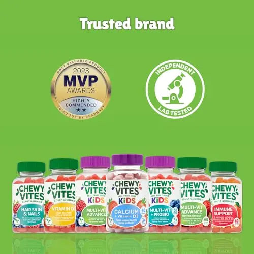 Chewy Vites Beauty Collagen 60 Gummy Vitamins |Hydrolised Collagen, CoQ10, Biotin + Vitamins | 1 Month Supply | Real Fruit Juice | Berry Flavour | 2-a-Day | CHEWY VITES Au supplements