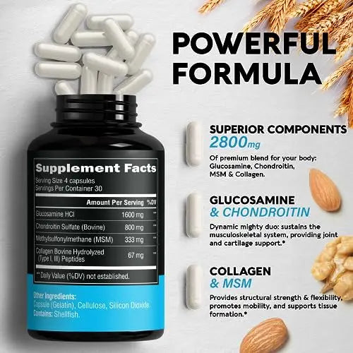 Glucosamine | Chondroitin | MSM | Collagen - 2800 mg Joint Support Supplement NUTRAHARMONY Au supplements