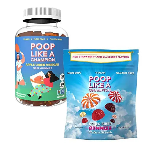 Poop Like a Champion Super Fiber Gummies 6g Fiber - Apple Cider Vinegar & Berries 2 Flavors Poop Like a Champion Au supplements