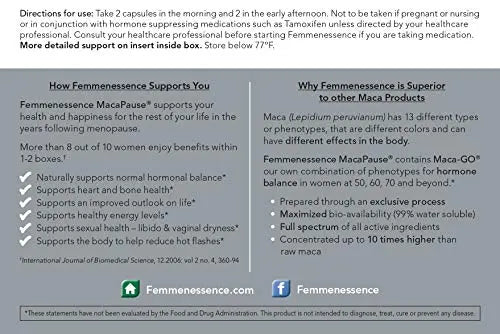 Femmenessence MacaPause – Clinically Proven for Post Menopause, Natural Hormone Balance Natural Health International Au supplements