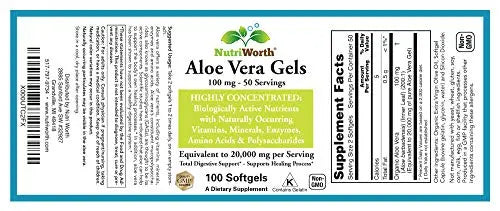 NutriWorth Aloe Vera Supplement (100 Softgels) 20,000mg Pure Gel Equivalency NutriWorth Au supplements