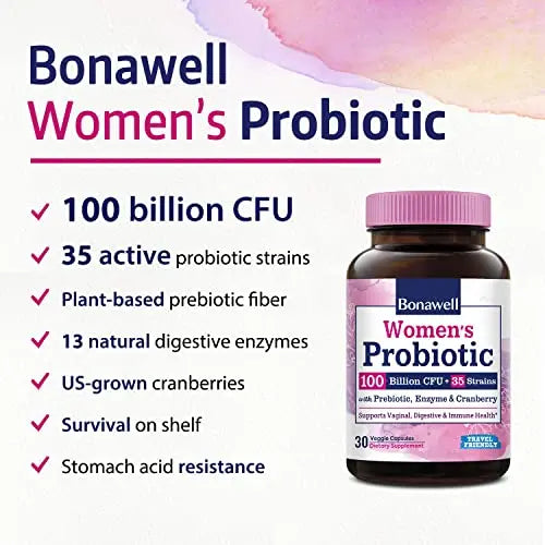 Bonawell Probiotics for Women 100B, with Organic Prebiotic, Cranberry for Feminine Health Bonawell Au supplements